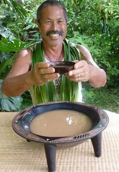 happy Pacific Islanders drinking kava